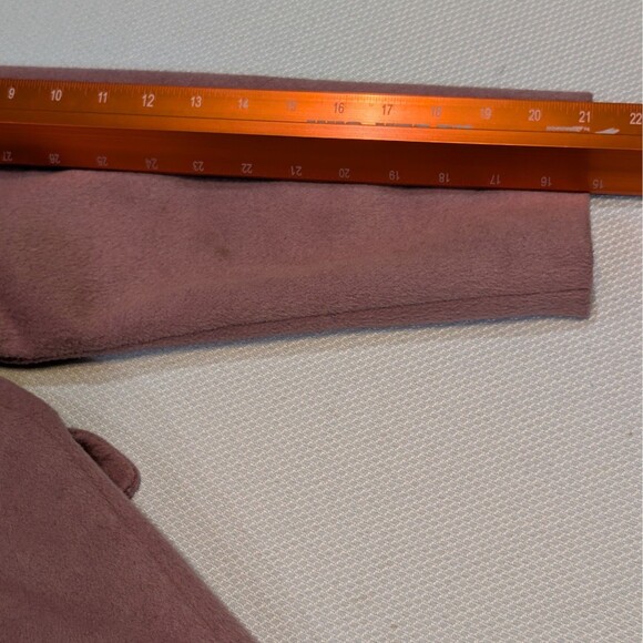 Asos Mauve Pink Collar Jacket Coat Peacoat W/ Faux Fur Size 4 US 8 UK Wool Blend - Picture 9 of 14